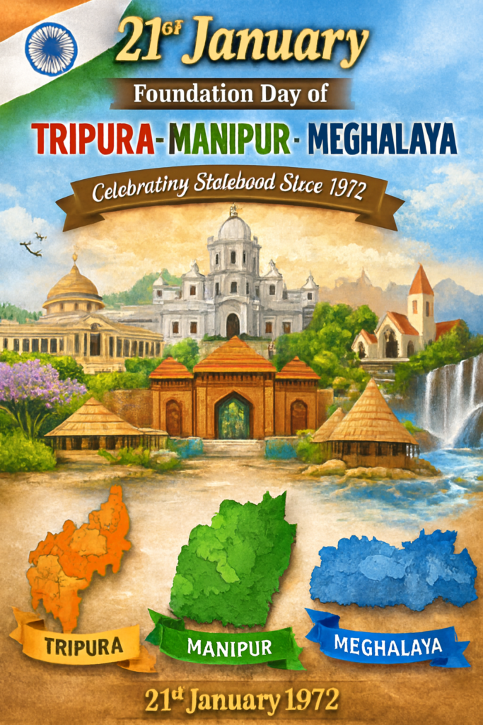 Tripura Statehood Day, Meghalaya Statehood Day, Manipur Statehood Day: 21st January 1972 Historic Celebration