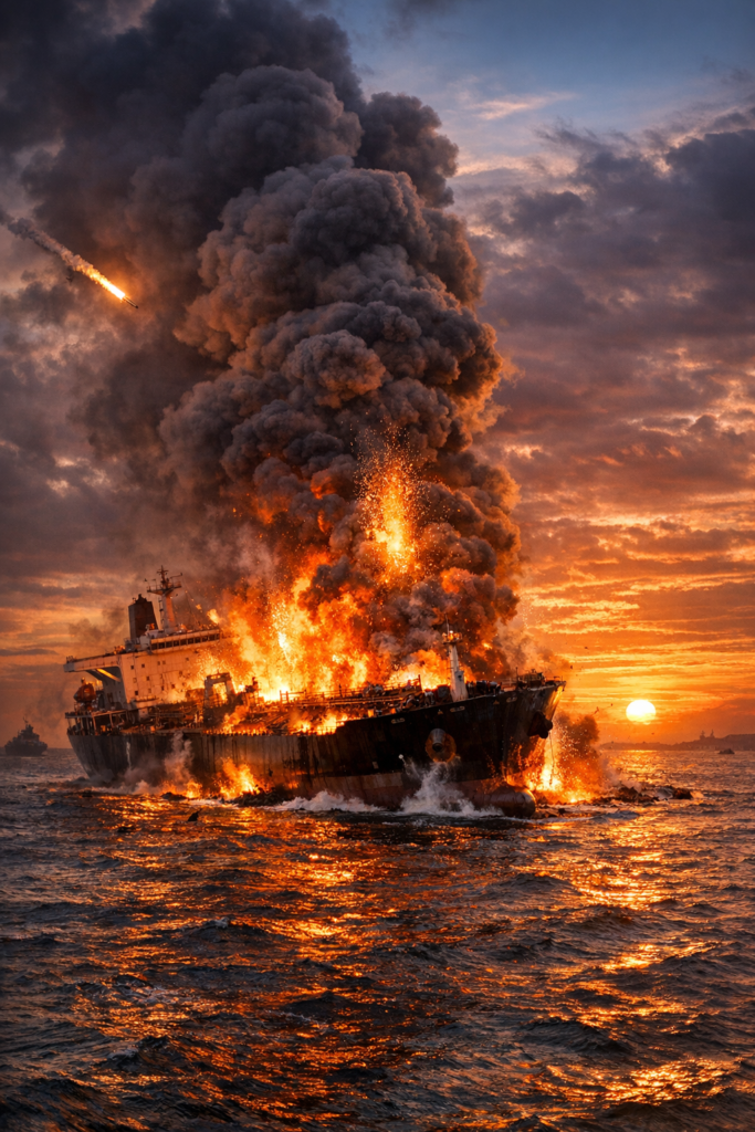 US-Owned Oil Tanker Destroyed by Iran in Persian Gulf Attack