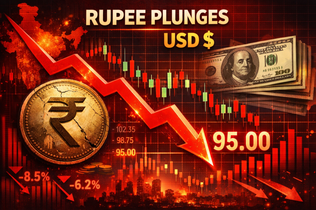 Rupee Crashes to Record ₹95/USD: RBI Intervenes Amid Global Turmoil