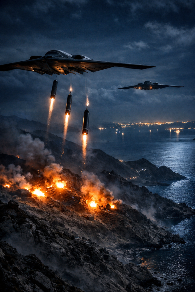 US Strikes Iranian Missile Bunkers Near Strait of Hormuz With 5,000-Pound Bombs