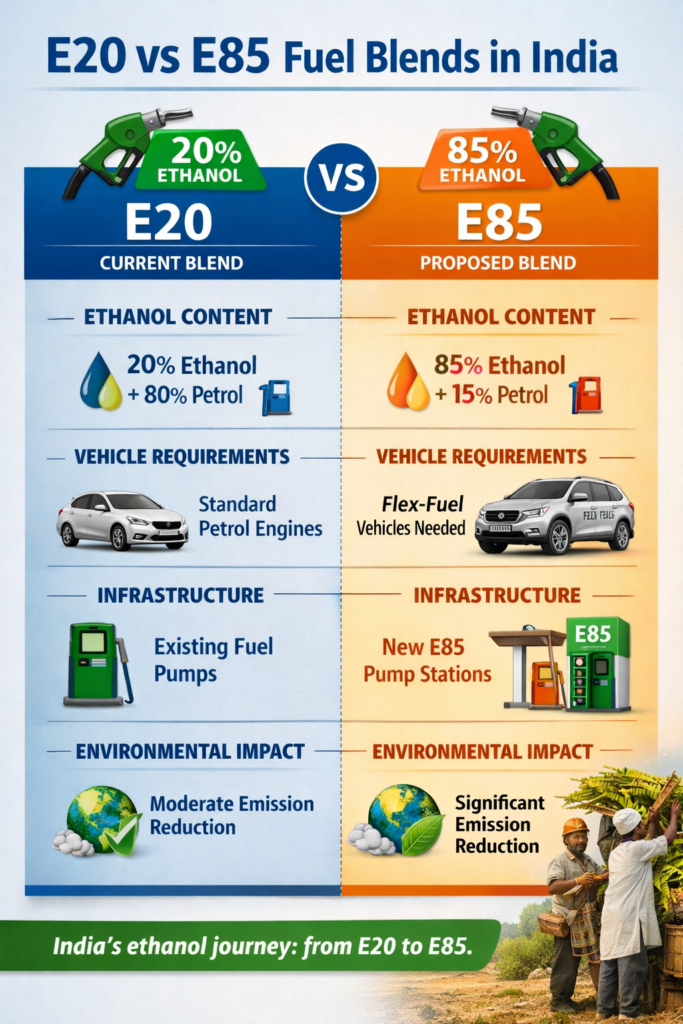 India’s Bold Shift: 85% Ethanol Fuel Rule 2026