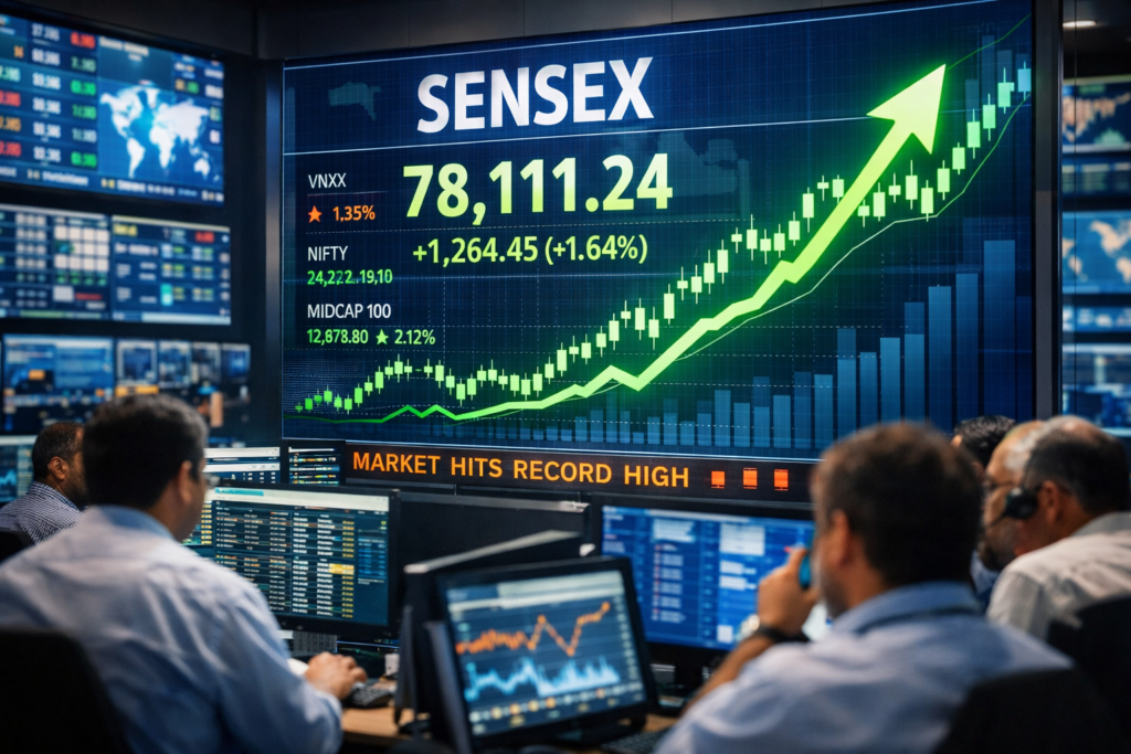 Sensex Soars 1,200 Points on Oil, Global Optimism