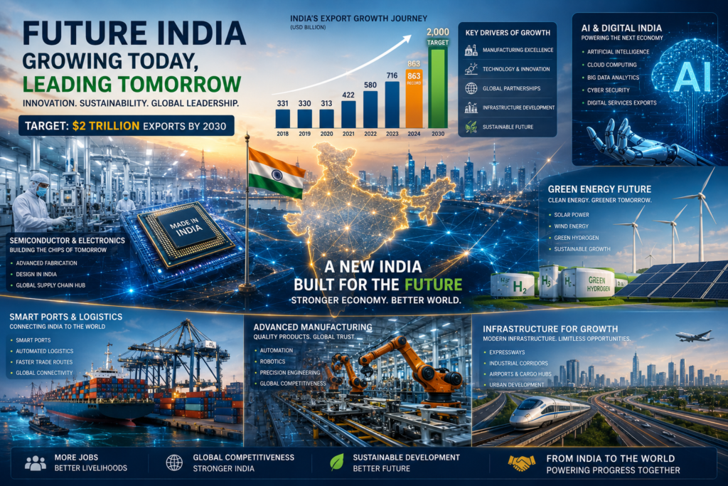 India’s Exports Hit Record $863B, Eyes $2T by 2030