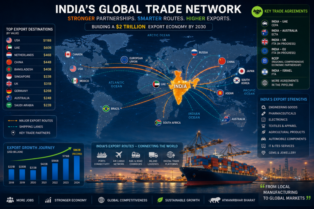 India’s Exports Hit Record $863B, Eyes $2T by 2030