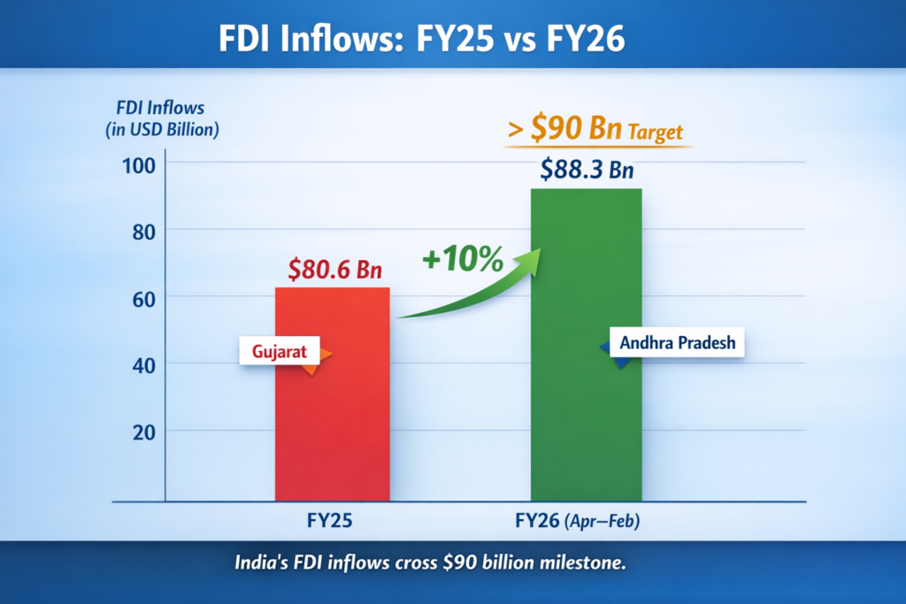 India’s FDI Boom: $90 Billion Inflows FY26