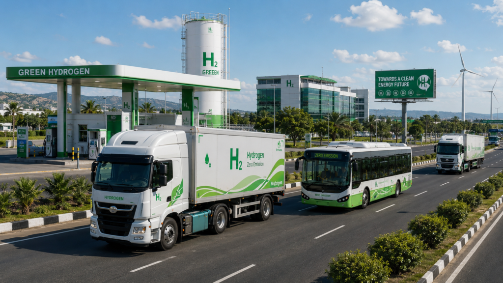 India’s Hydrogen Push: 10 Roads Pilot Green Trucks & Buses