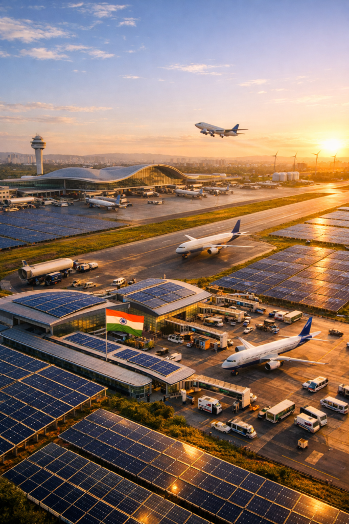 India Powers 104 Airports with 100% Renewable Energy